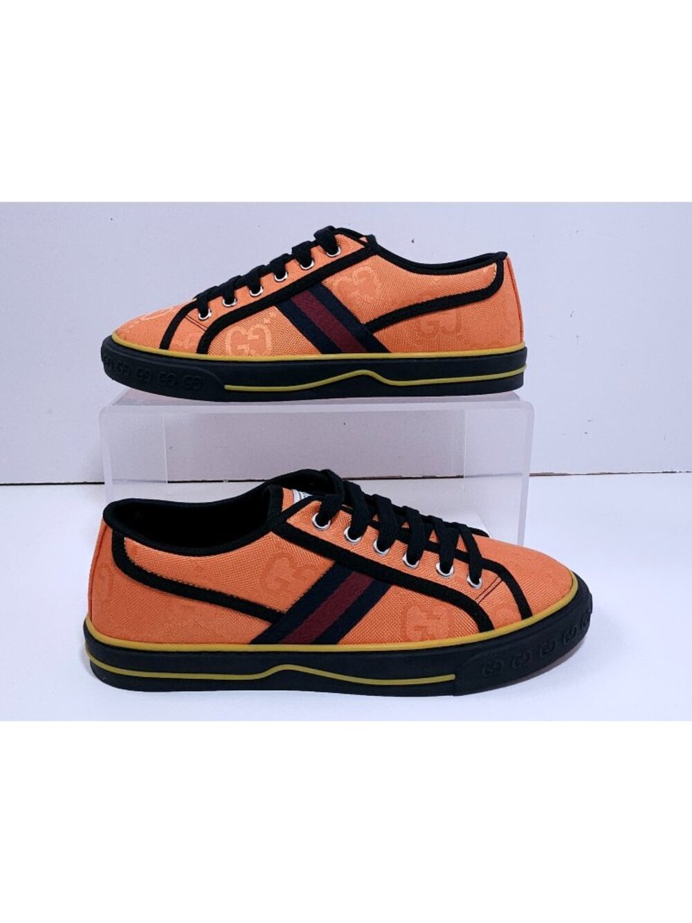 Gucci Tennis 1977 Sneakers Men 6 Orange Canvas GG Monogram Italy w/ Box